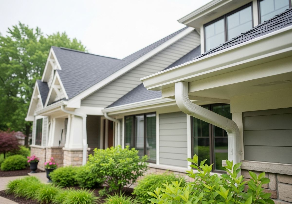 Seamless gutters on a modern home