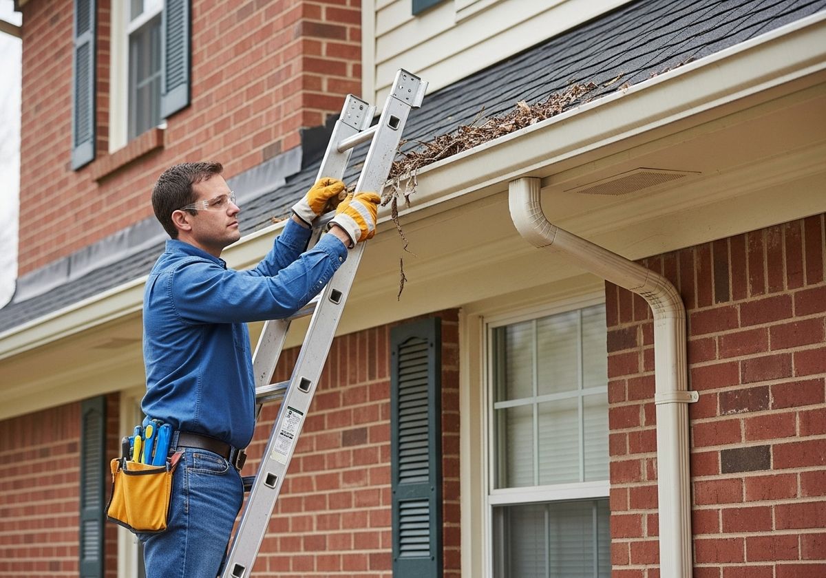 Man Cleaning Gutters