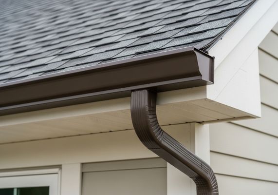 close up of gutters on a home