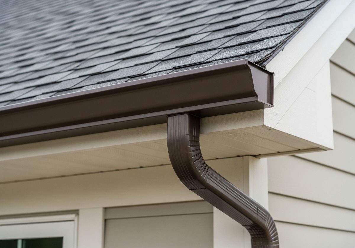 close up of gutters on a home