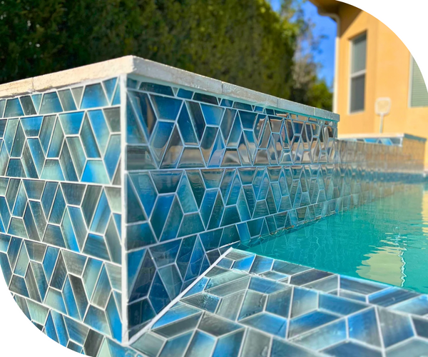 The wall of a pool