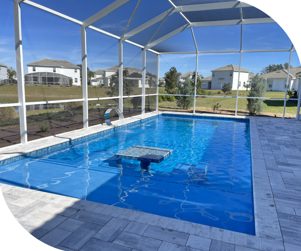 A pool with a roof