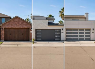 Three Different Garage Door Styles on Houses