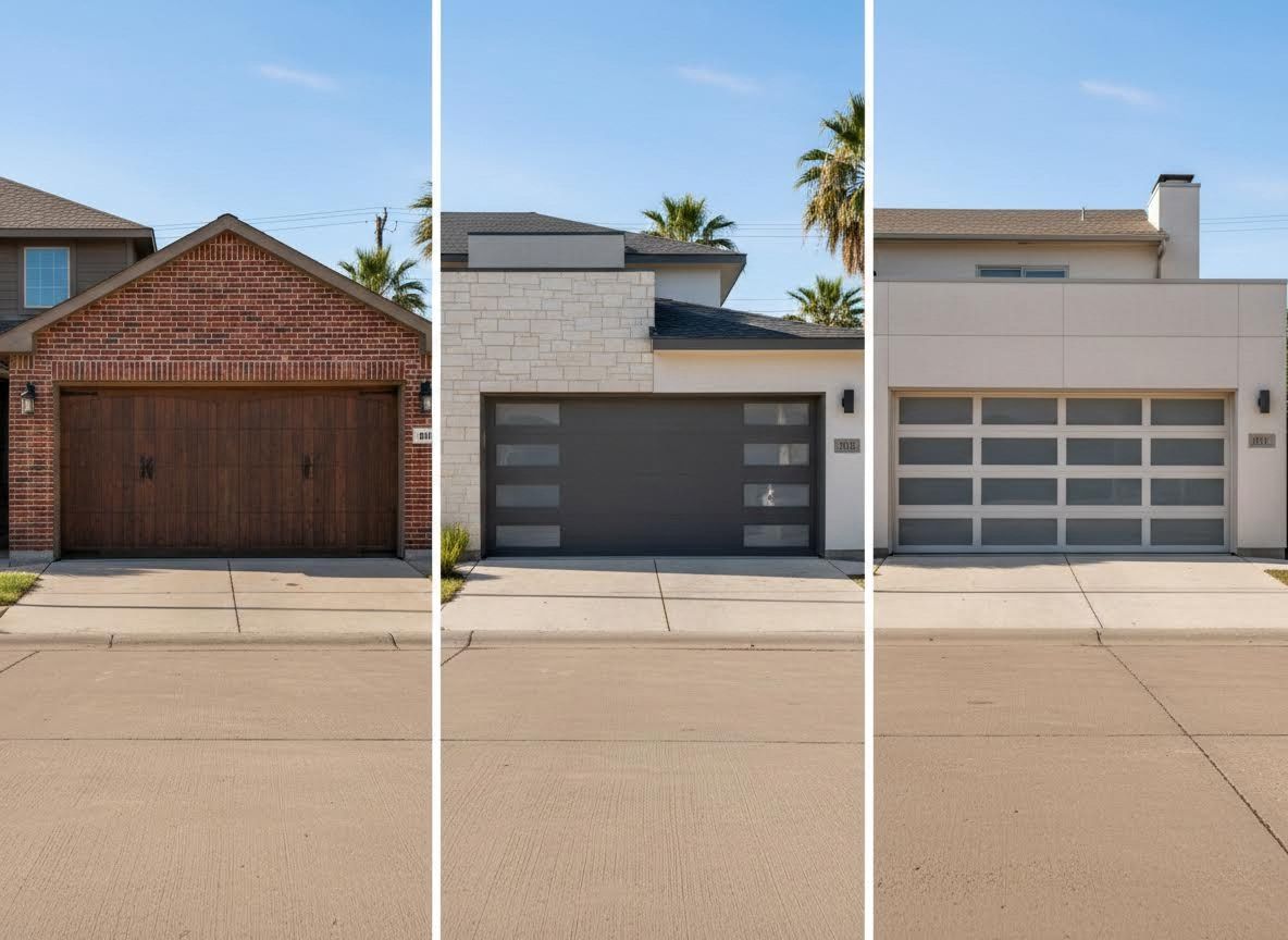 Three Different Garage Door Styles on Houses