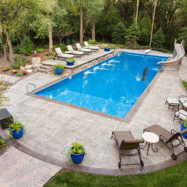 backyard pool. 