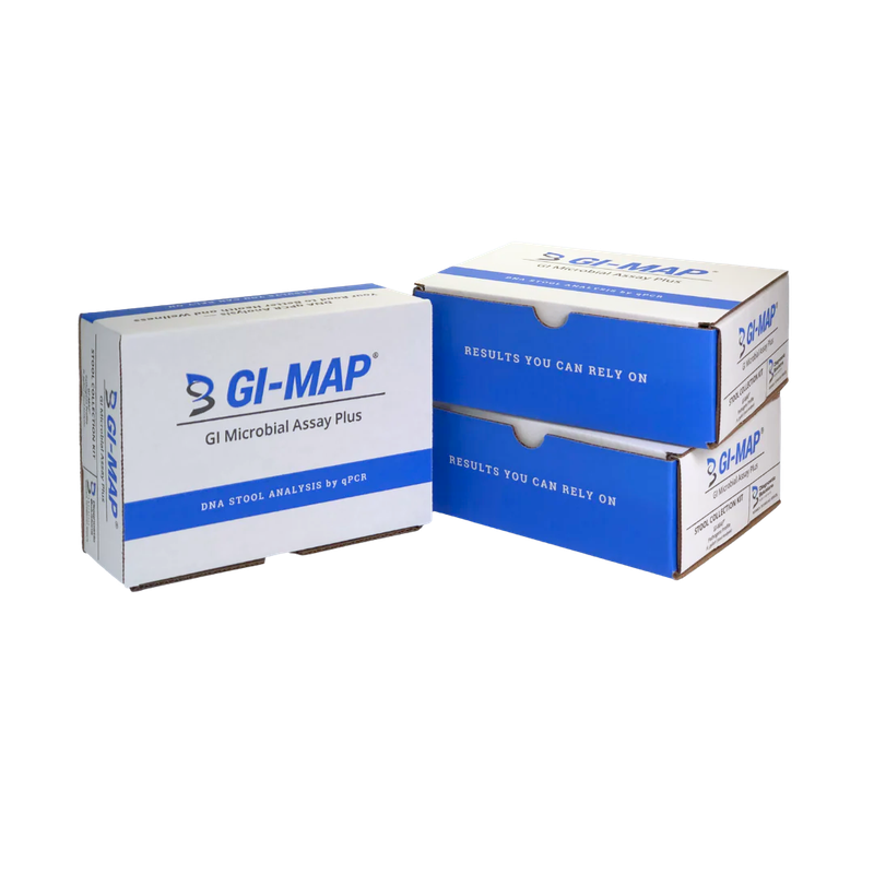 GI-MAP test kit boxes