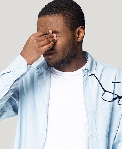 image of a man with dry eye