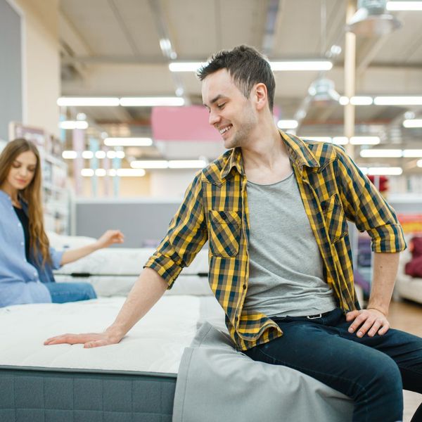 couple looking at mattresses