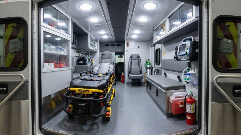 Inside a medical van