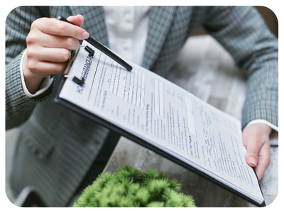 insurance agent with a clipboard