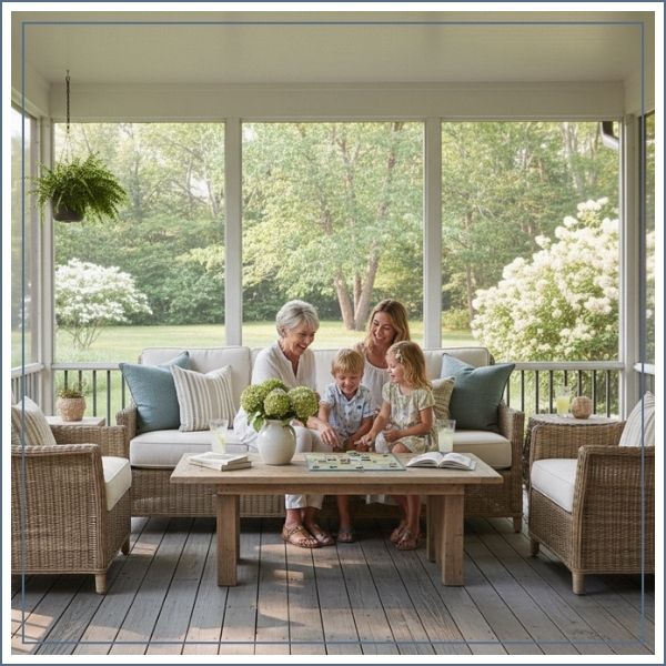 Screened Porch with family 