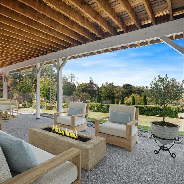 finished covered patio area 