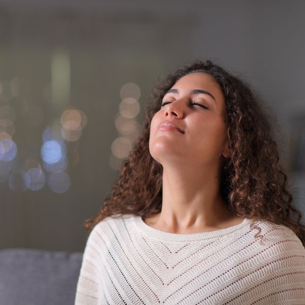 woman breathing clean air 