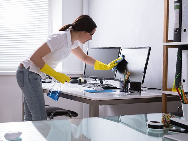 blue and green cleaning corp dusts and offers a healthier household