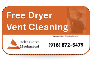 Coupon reading "Free Dryer Vent Cleaning"