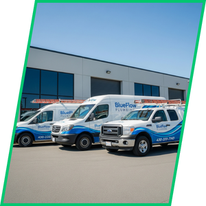 commercial fleet of plumbing vehicles