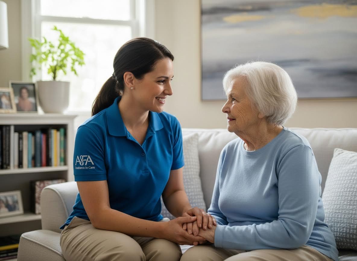 Caregiver and Senior Woman Holding Hands
