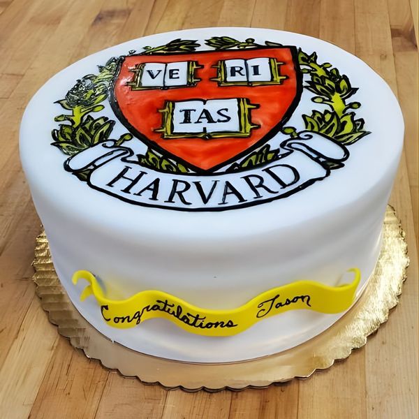 Custom Harvard Graduation cake.