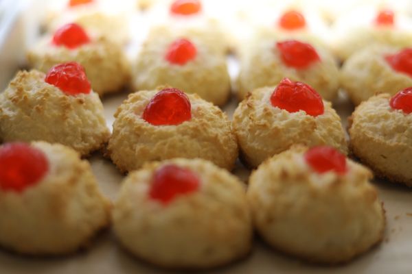 baked puffs with a raspberry toping
