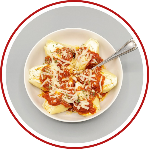 stuffed shells with italian pasta sauce in bowl