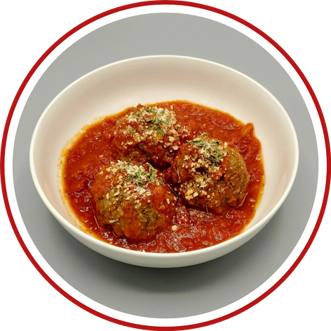 Homemade Italian Meatballs with pasta sauce in bowl