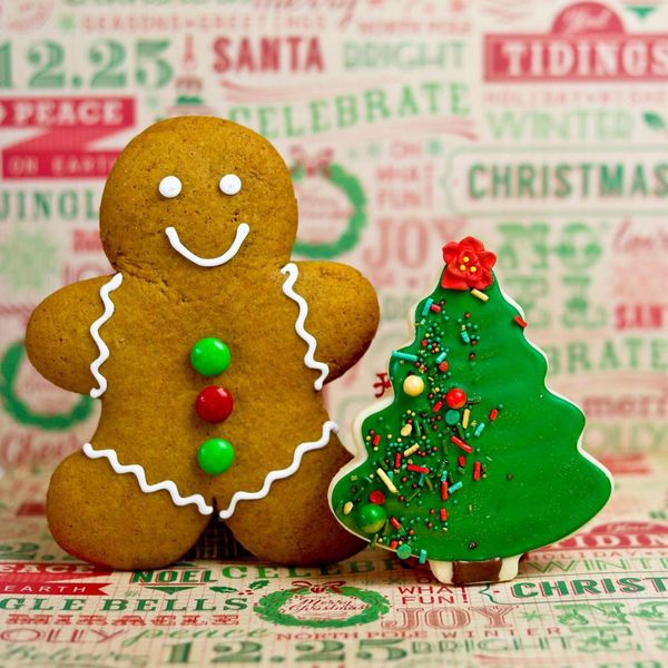 ginger bread man and Christmas tree cookies