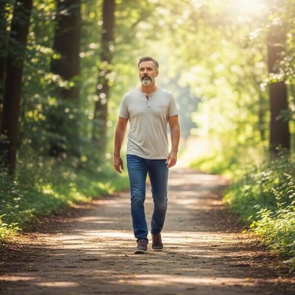 man walking in nature