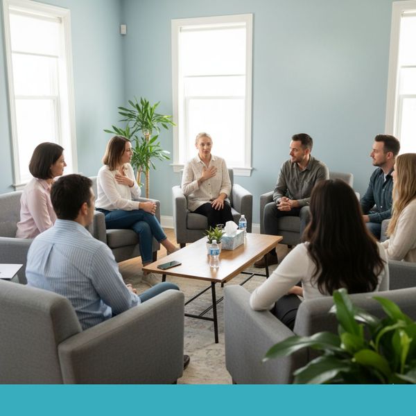 family in a group therapy session