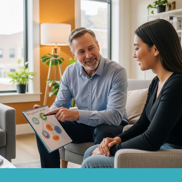 therapist educating a client