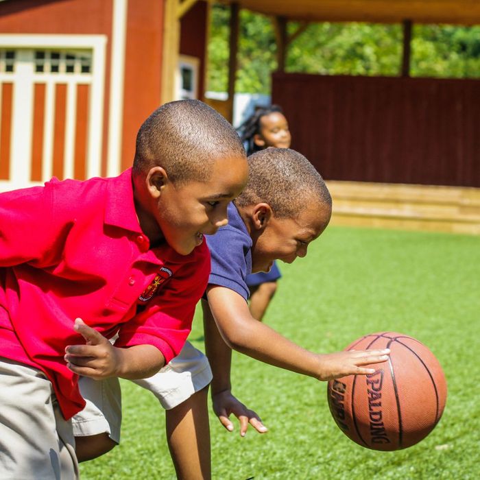 children playing basketball.
