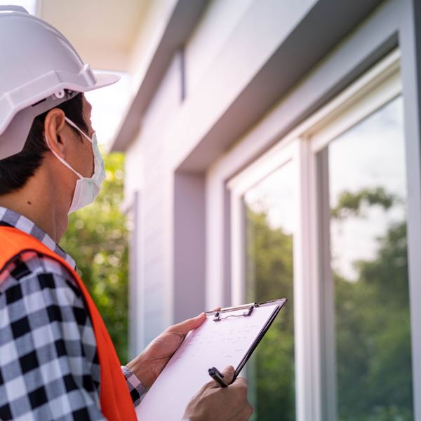 man performing roof inpsection