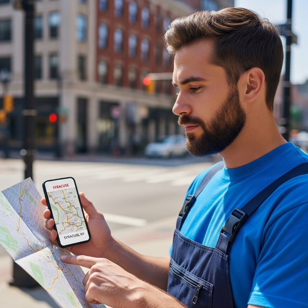 A mover using a map of Syracuse to navigate efficiently.