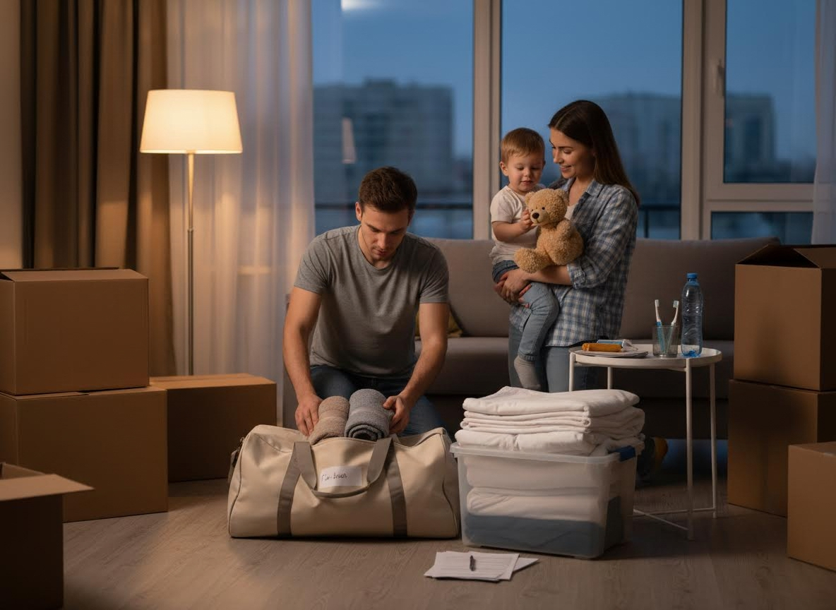 Family moving into a new home