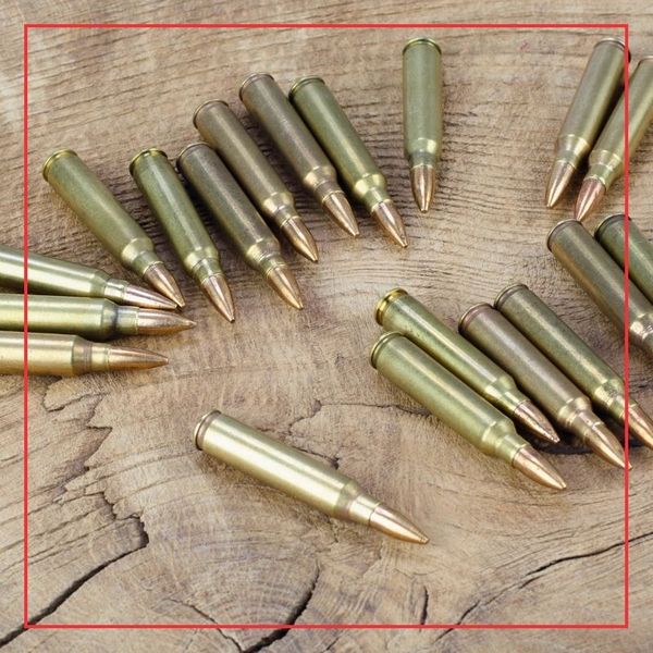 ammo laying on a wooden table