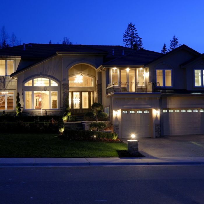 Lights on inside of a  home from the curb view