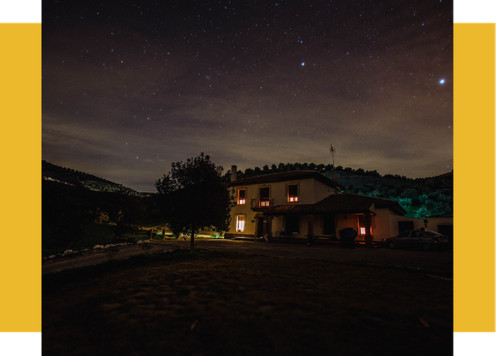 House at night.