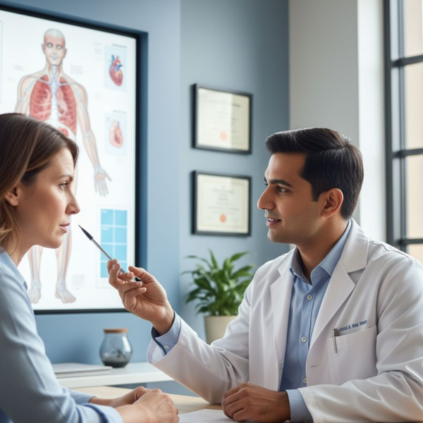 Male doctor consulting with a patient 