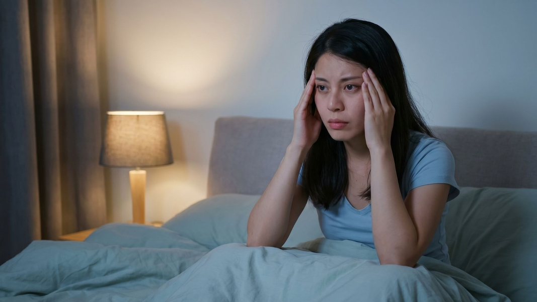 woman awake in middle of the night 