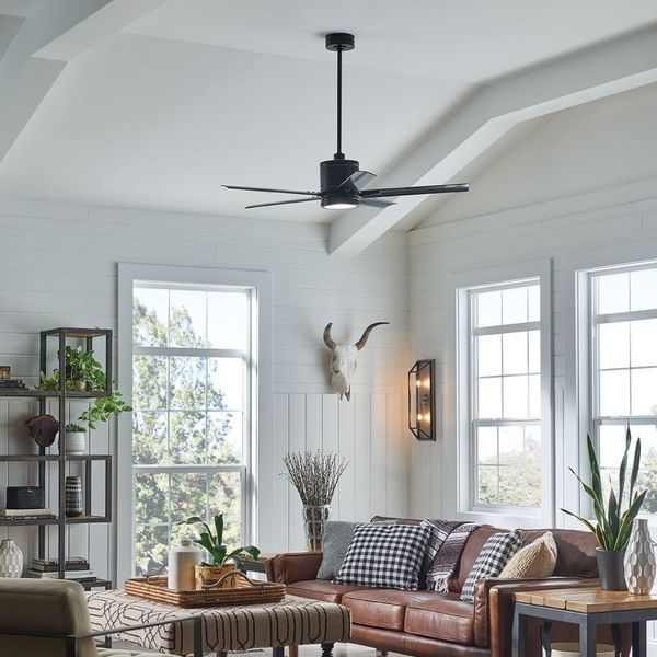 Small black ceiling fan in living room