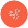 An icon of three interlocked gears. One is broken