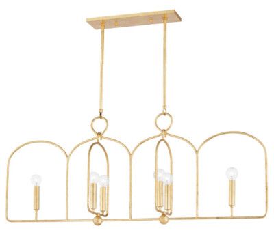 Mallory Collection 6 Light 45 inch Gold Leaf Island Pendant