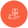 An icon of an open hand receiving a package.