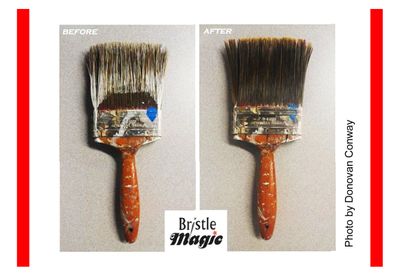 Before and After using Bristle Magic Paintbrush Cleaner. This is an actual case confirmed in Fresno at Allard's Art Supplies. Many may throw the brush away at this point, but no, give it to Bristle Magic. Before and After Image 2.jpg