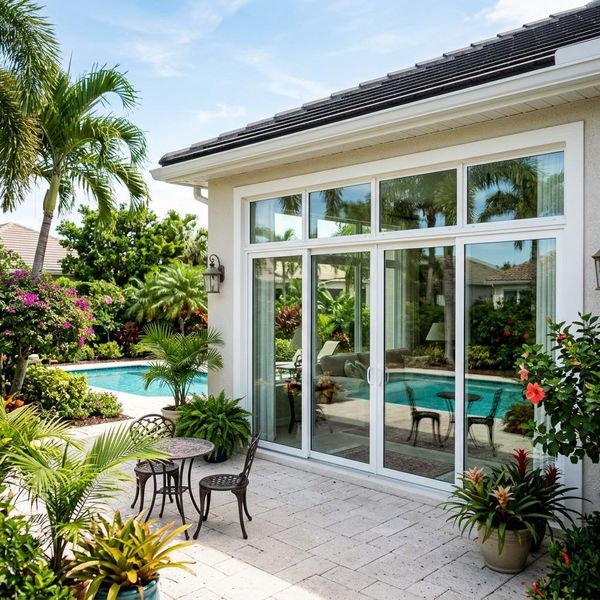 clean windows in the backyard of a home