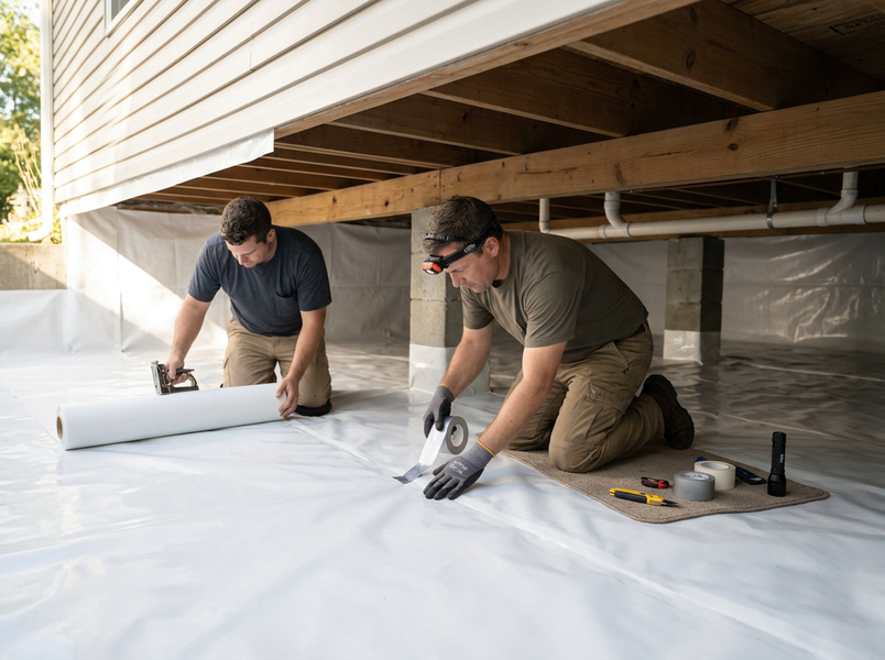 Crawl Space Vapor Barrier Installation