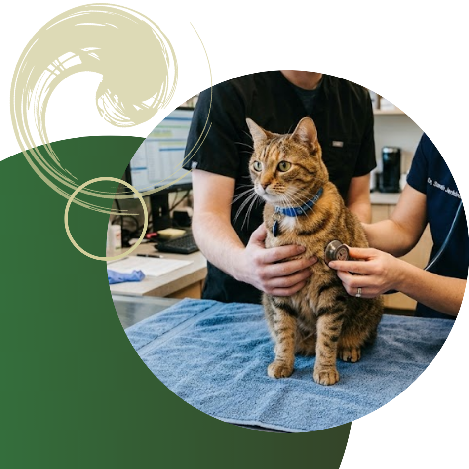 cat getting a check up