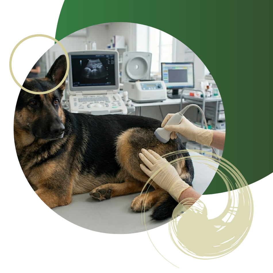 german shepard getting an ultrasound