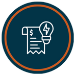 Graphic icon of a utility bill with a lightbulb, representing energy savings and plumbing costs.