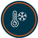 Graphic icon of a thermometer with a snowflake and sun, representing HVAC climate control and temperature regulation.