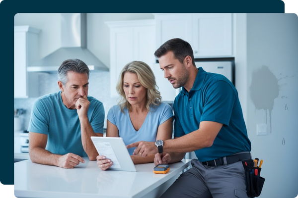a plumber performing jetter service in a garage